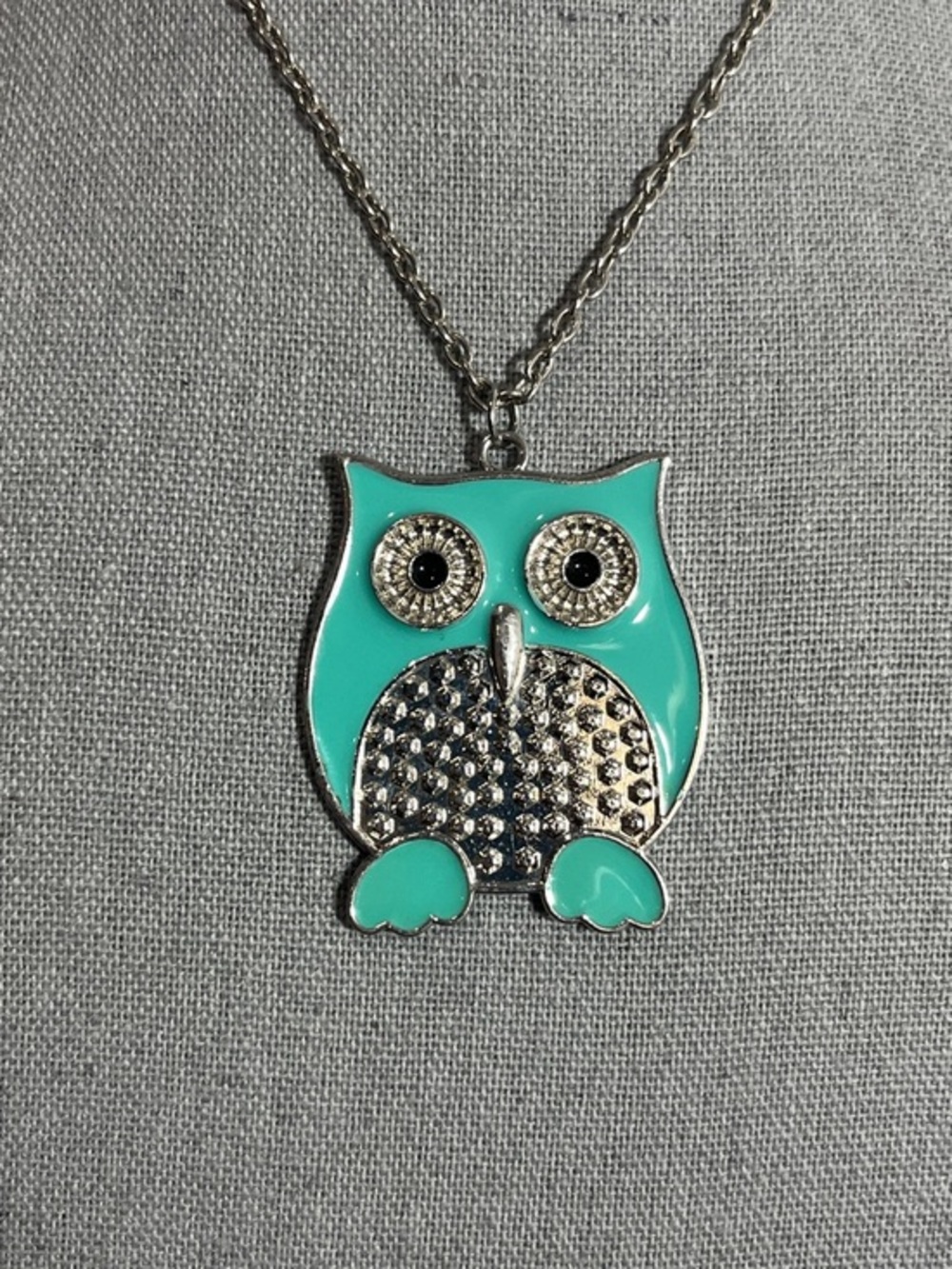 Cute Owl Pendant on a Silver tone Necklace, child, girl, adult
